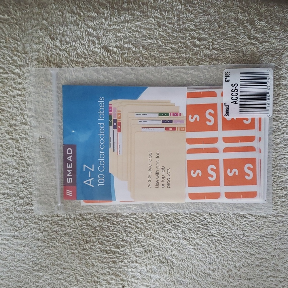 New Smead Color Labels "S"